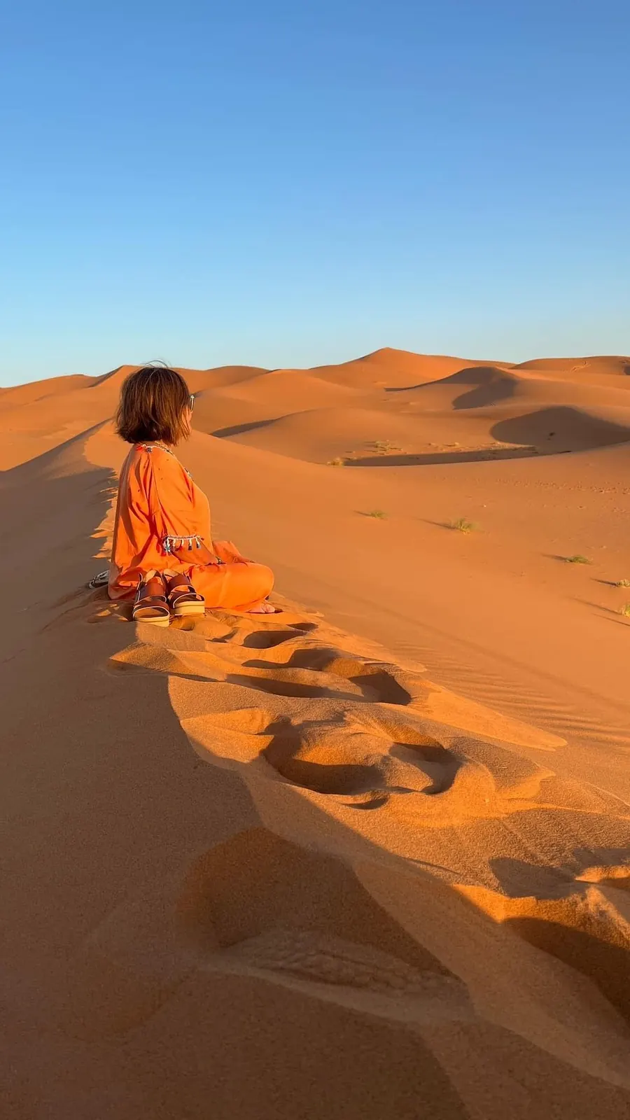 The dunes of Erg Chebbi at golden hour near Merzouga
