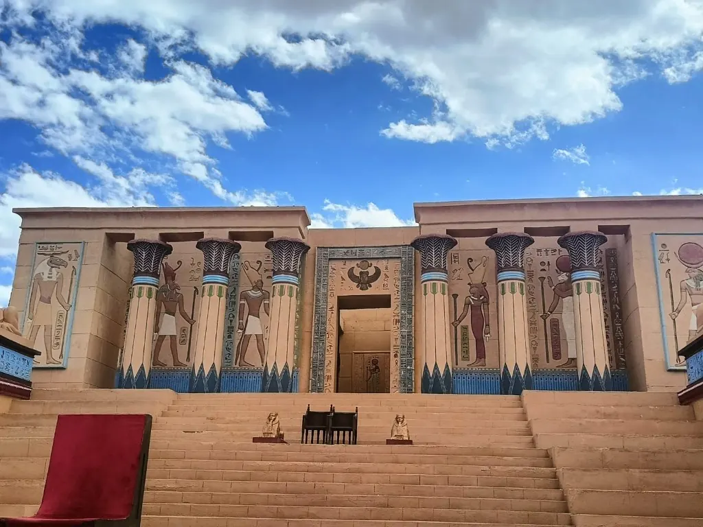 Ancient Egyptian temple film set at Atlas Studios near Ouarzazate